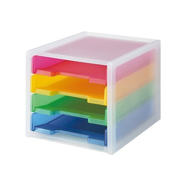 （まとめ） サンカ カラートレーレターケース 4段SLC-T4PYGB 1台 [x2セット]