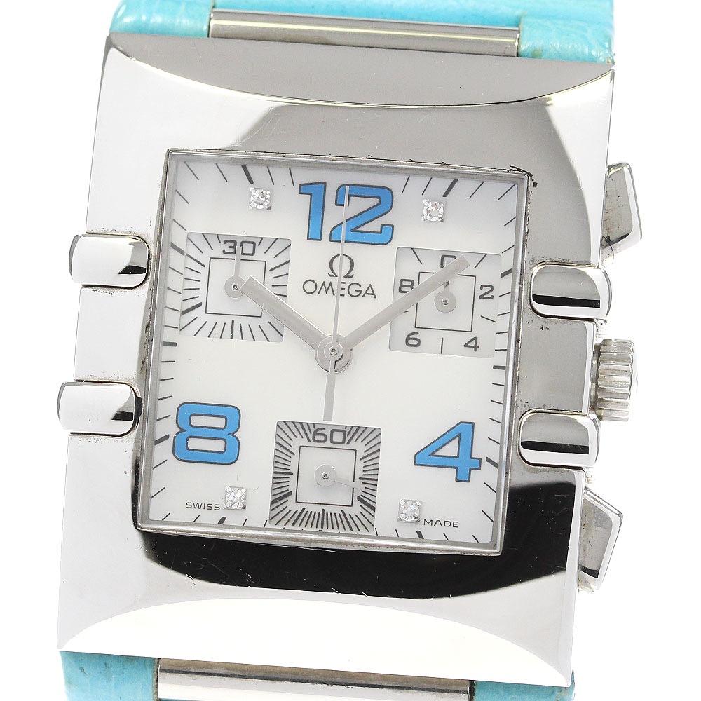 オメガ OMEGA 1841.76.61 コンステレーション クアドラ 4Pダイヤ クロノグラフ クォーツ レディース 箱・保証書付き_831650【中古】その他 ブランド腕時計