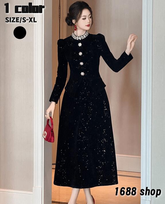 「品質良い」2025 タイトワンピース 姫系ワンピース　シンプル　ワンピース インポート ひざ丈 ミドル丈 エレガント　韓国ファッション シンプル Vネック パーティドレス 長袖　お嬢様 セクシー ミ