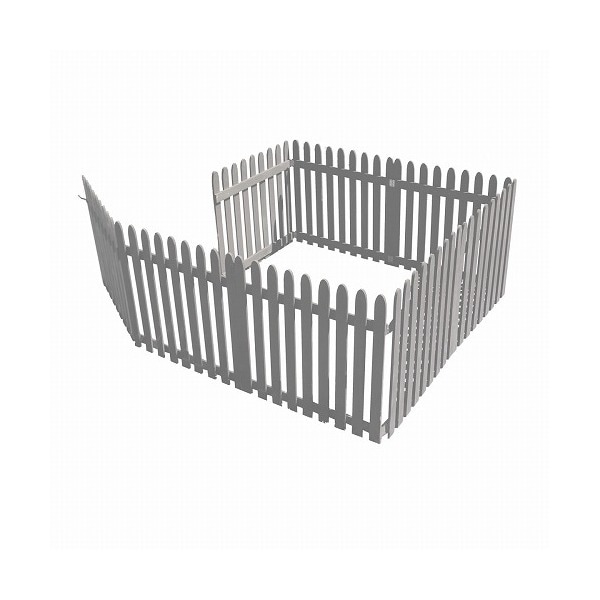 住まいスタイル WF-142FGS-GRY 折り畳めるウッドフェンス ゲート付サークルセット(縦ストライプ) グレー メーカー直送