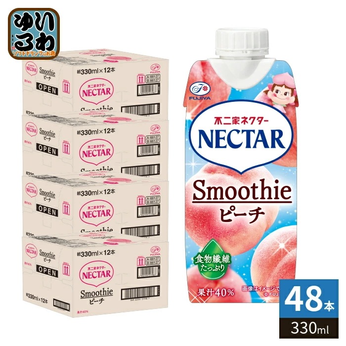 伊藤園 不二家ネクター スムージーピーチ 330ml 紙パック 48本 (12本入×4 まとめ買い) 果汁飲料 NECTAR 桃 食物繊維