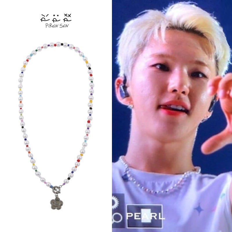 SEVENTEEN着用 五色真珠の花びらのネックレス