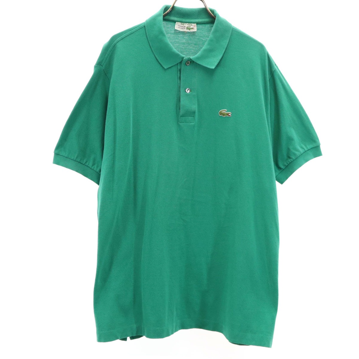 CHEMISE LACOSTE シュミーズラコステ 80s フランス製 ヴィンテージ 半袖 ポロシャツ 7 グリーン 鹿の子 ビッグサイズ メンズ 古着 4,698円