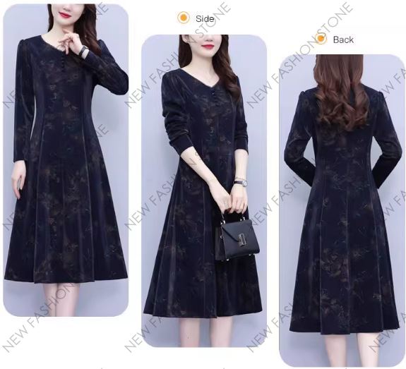 中高年ワンピース女性長袖春秋2024新型-70 5,604円