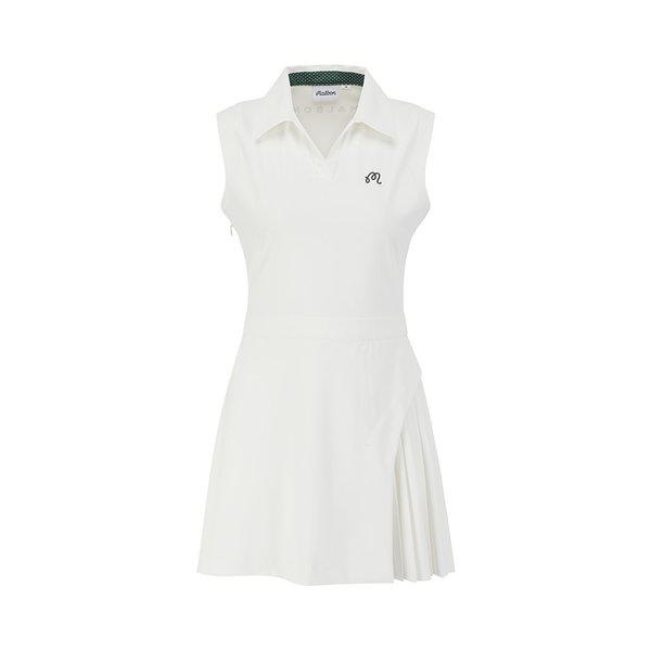 [Malbon 公式] スリムフィット プリーツ レイヤード パフォーマンス ワンピース WHITE (WOMAN)