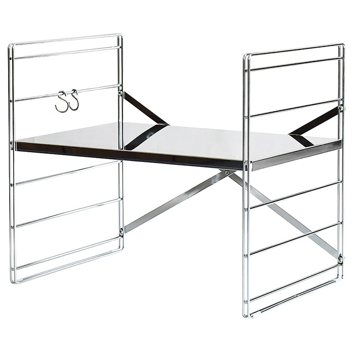 トースターラック ステンレス製 幅45 1段 高さ調整可 ダブルフレーム レンジラック S字フック付き キッチンラック 可動棚 トースター レンジ上 収納 新生活