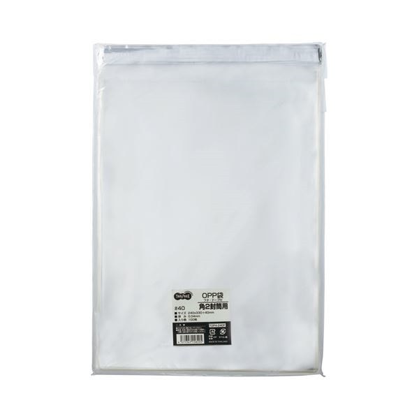 （まとめ） TANOSEE OPP袋 フタテープ付 角2 240330+40mm 1パック（100枚） 10セット