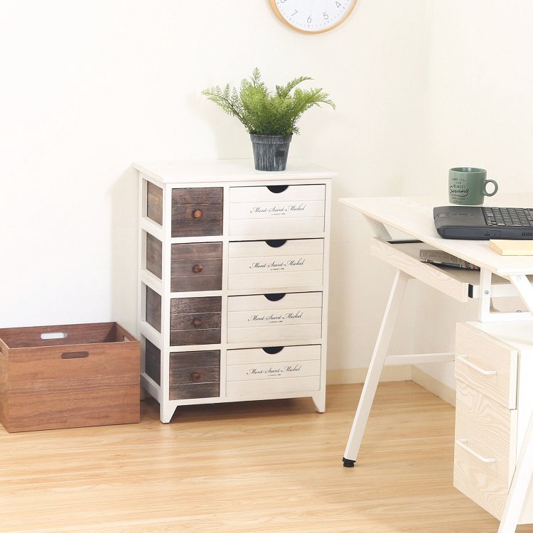 チェスト おしゃれ 4段 アンティーク調 幅52×奥行32.5×高さ71cm