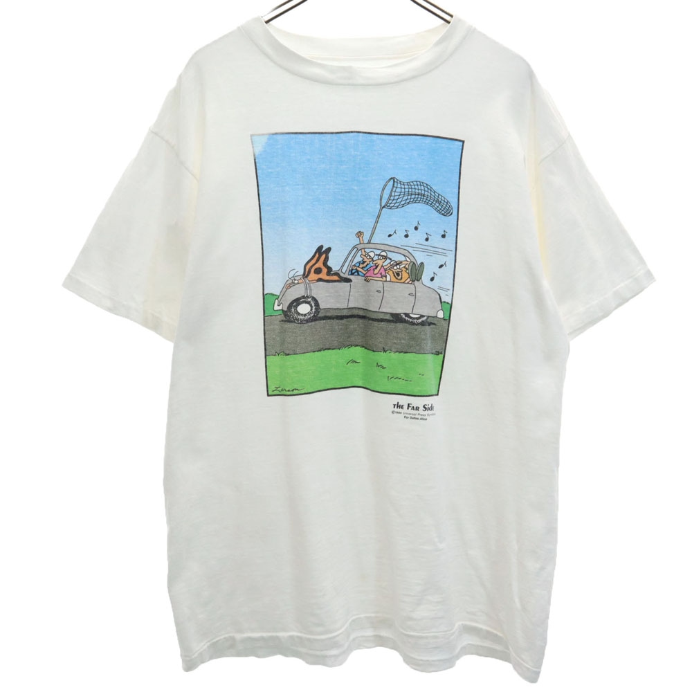 ファーサイド 80s プリント 半袖 シングルステッチ Tシャツ ホワイト系 THE FAR SIDE オールド ヴィンテージ メンズ