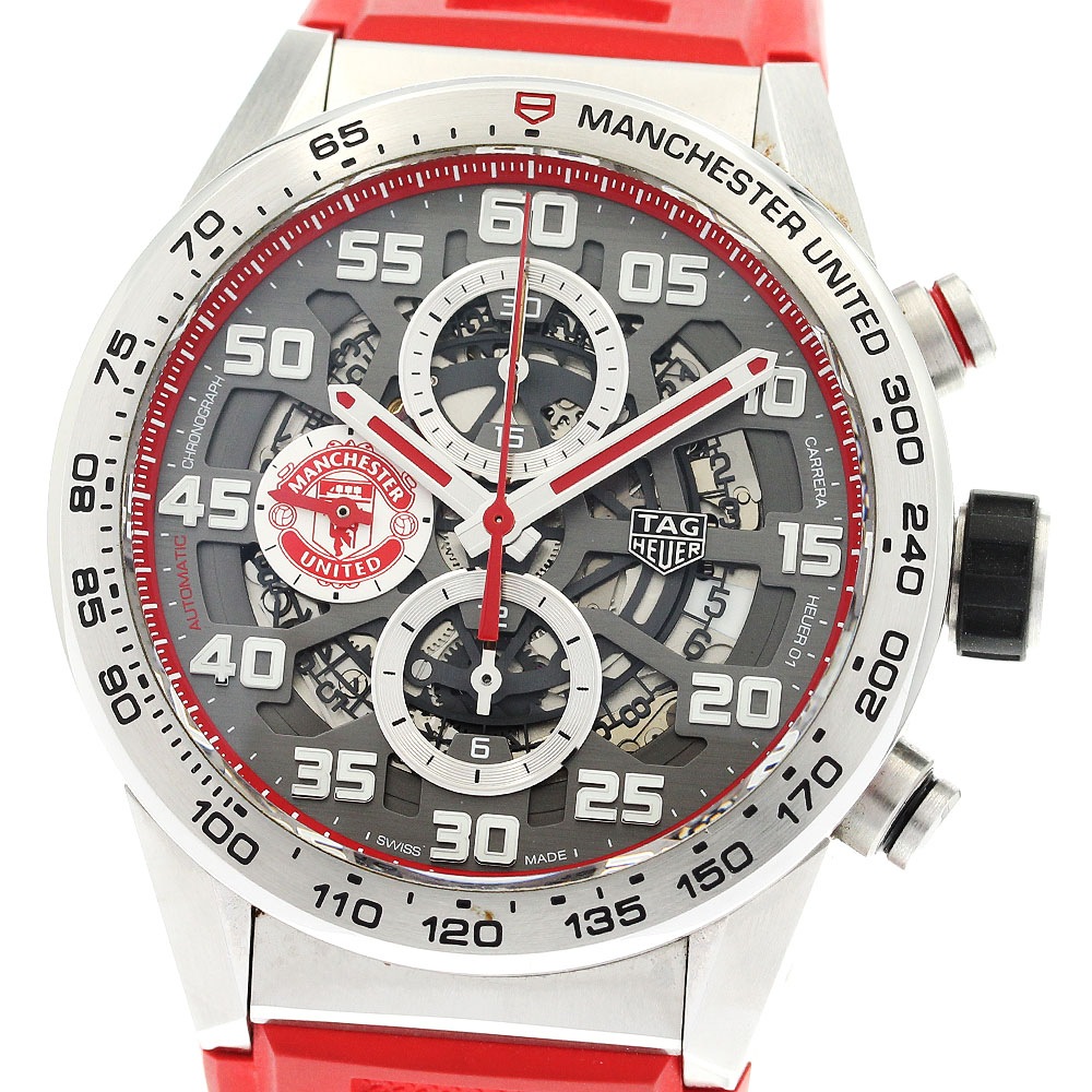 タグホイヤー TAG HEUER CAR201M.FT6156 カレラ ホイヤー01 マンチェスターユナイテッド クロノグラフ 自動巻き メンズ 美品 箱付き_899874【中古】