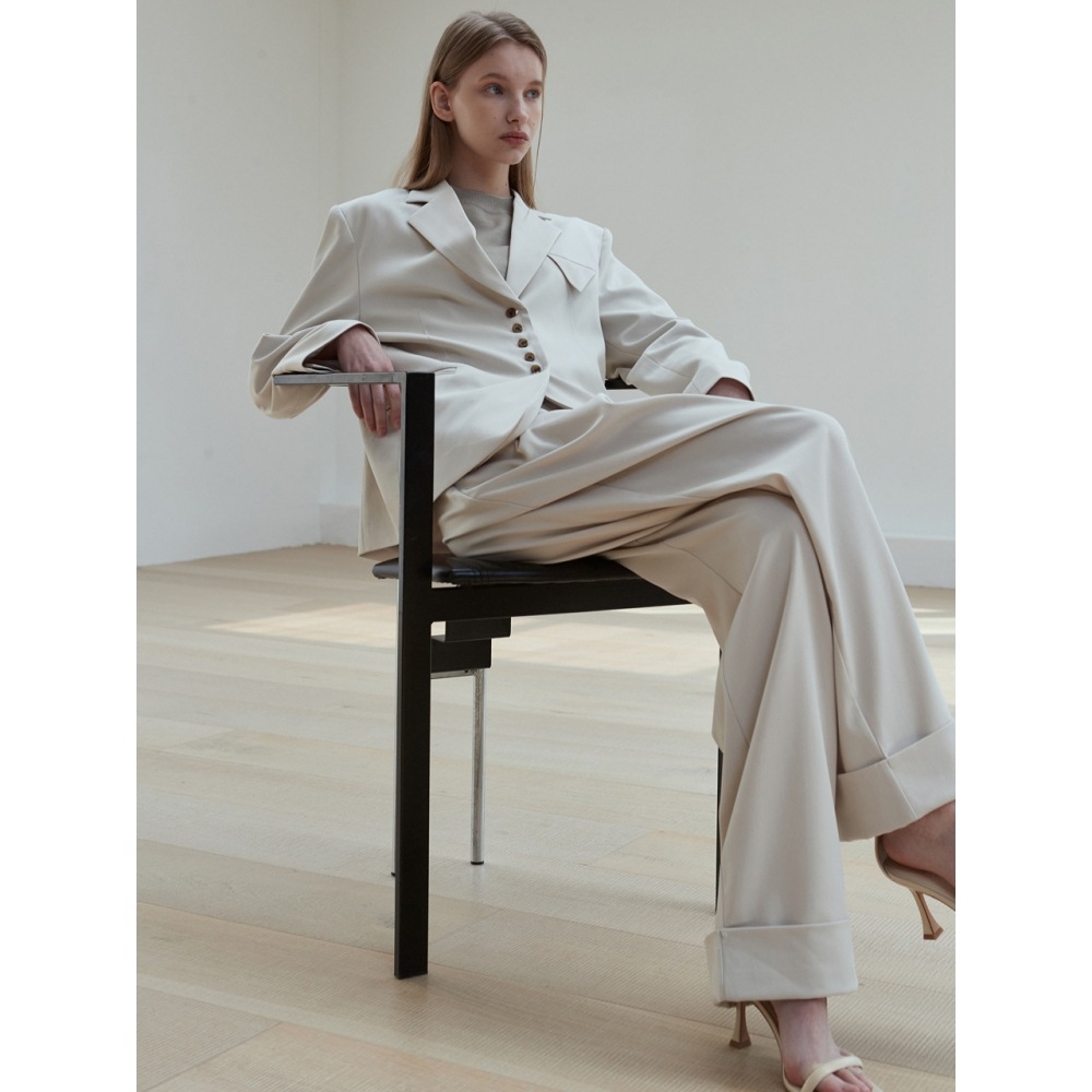 アムールモイエールカバーボタンジャケット+カブラスラックスクリーム amr1558