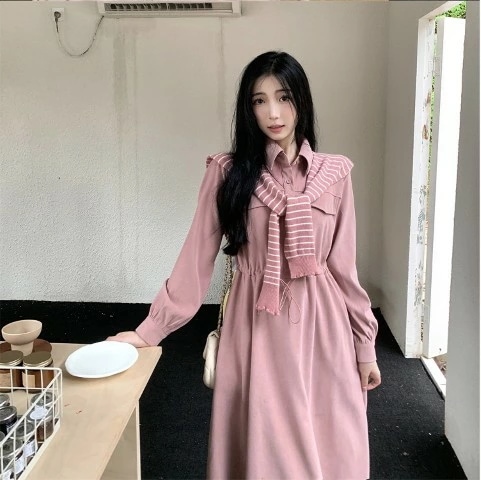 初回限定【大きいサイズL-4XL】2枚セットワンピース ピンク/カーキ2色展開 【大きいサイズ レディース 春夏 結婚式 きれいめ タイト フォーマル 大人 上品 チュニック one-piece】