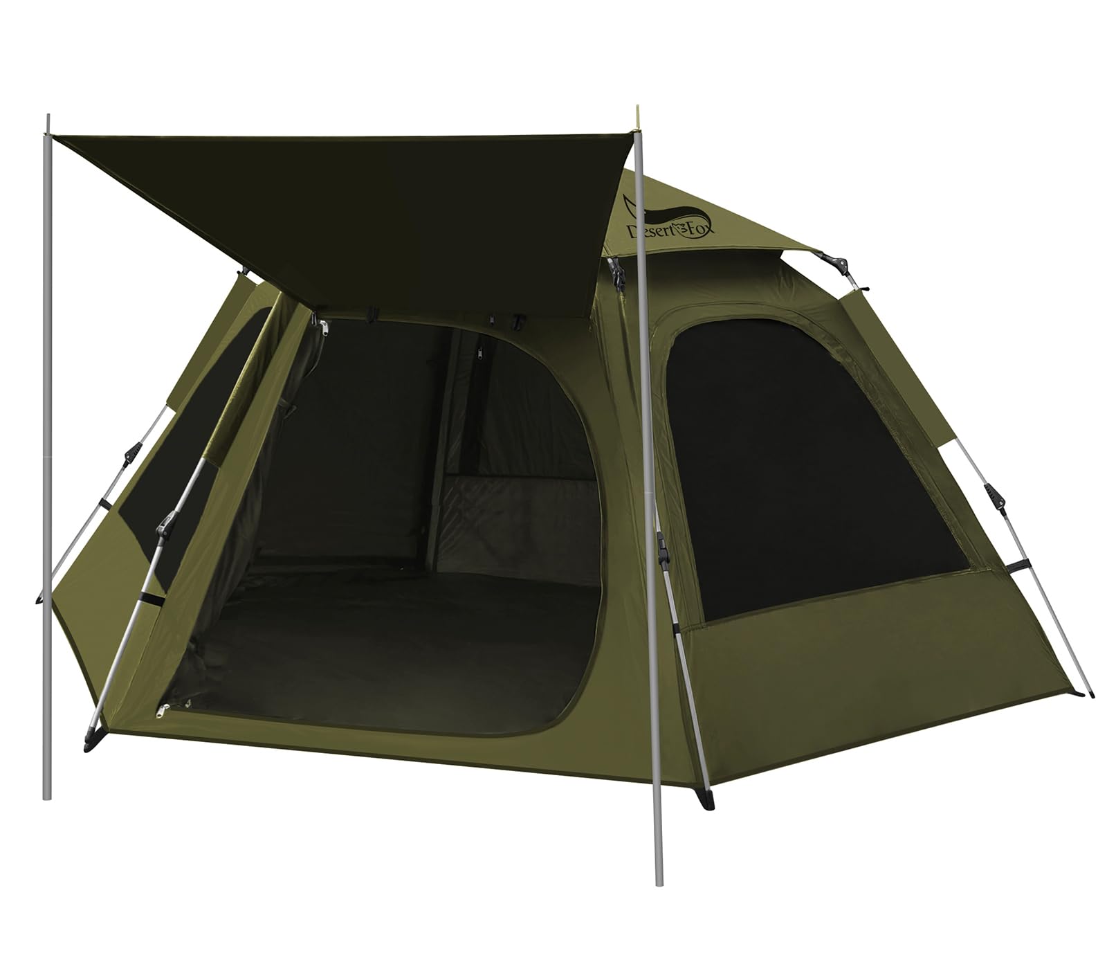 DesertFox テント ワンタッチ 2-3人用 4000mm耐水圧 テント 前室あり キャンプテント 軽量 コンパクト 撥水加工素材 自立式 二重層構造 4シーズン 簡単設営 初心者向け UVカッ