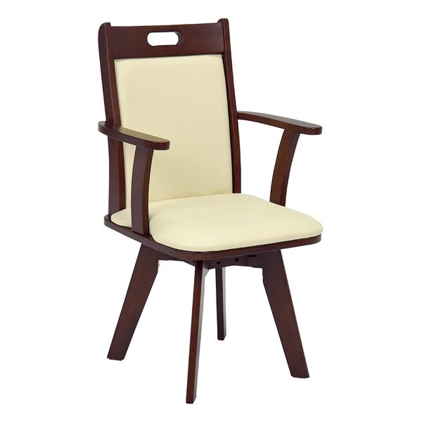 回転ダイニングチェア ベージュ 木製 幅54cm 肘掛け付き VC-7594BE