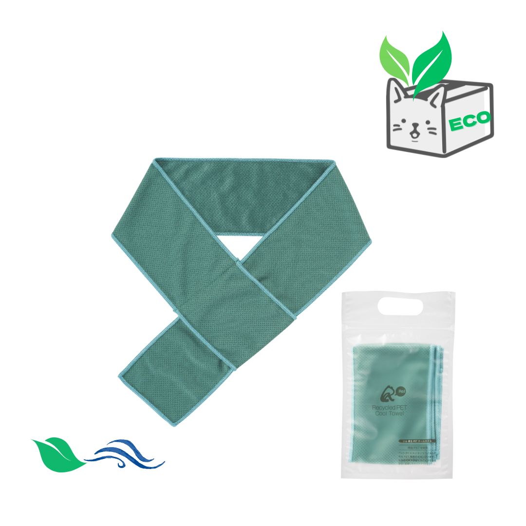 【30個セット】リル　再生ＰＥＴクールタオル 再生素材 エコタオル クールタオル ひんやりタオル 気化熱 サステナブルグッズ 冷感タオル 夏対策 熱中症対策 粗品 ノベルティ 来場記念品 イベント景品