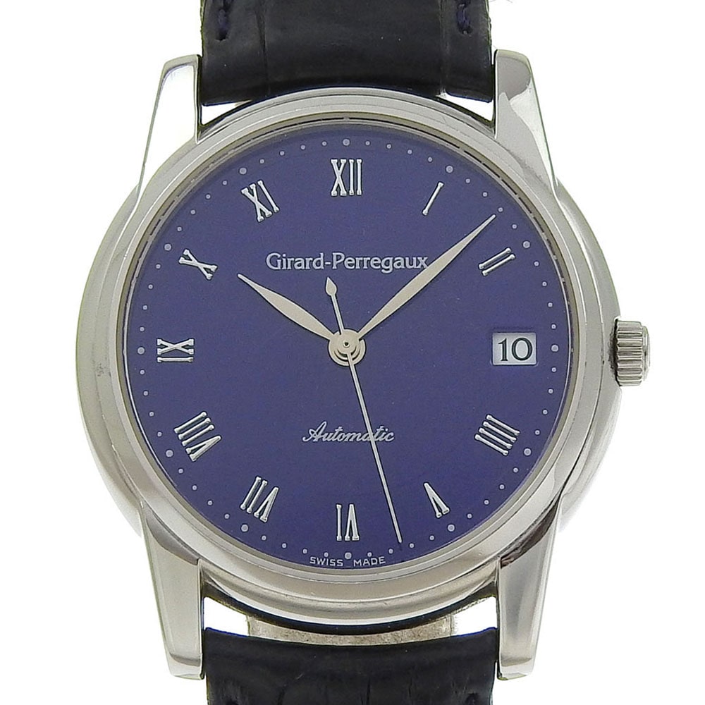 GIRARD-PERREGAUX ジラール・ペルゴ クラシックデイト 裏スケ cal.3300-928 9044 腕時計 ステンレススチール 自動巻き メンズ ネイビー文字盤 中古品