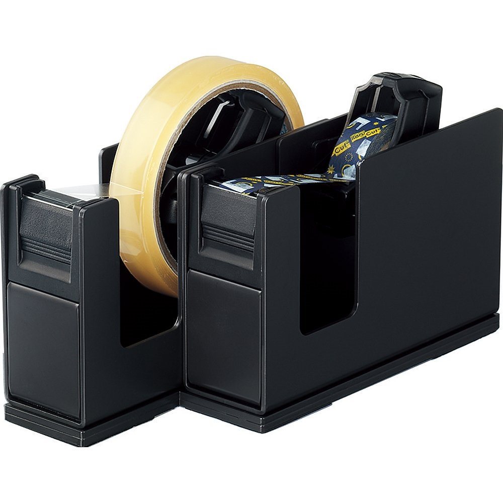 （まとめ買い）テープカッター カルカット スチール2連タイプ 黒 T-SM110D [x3]