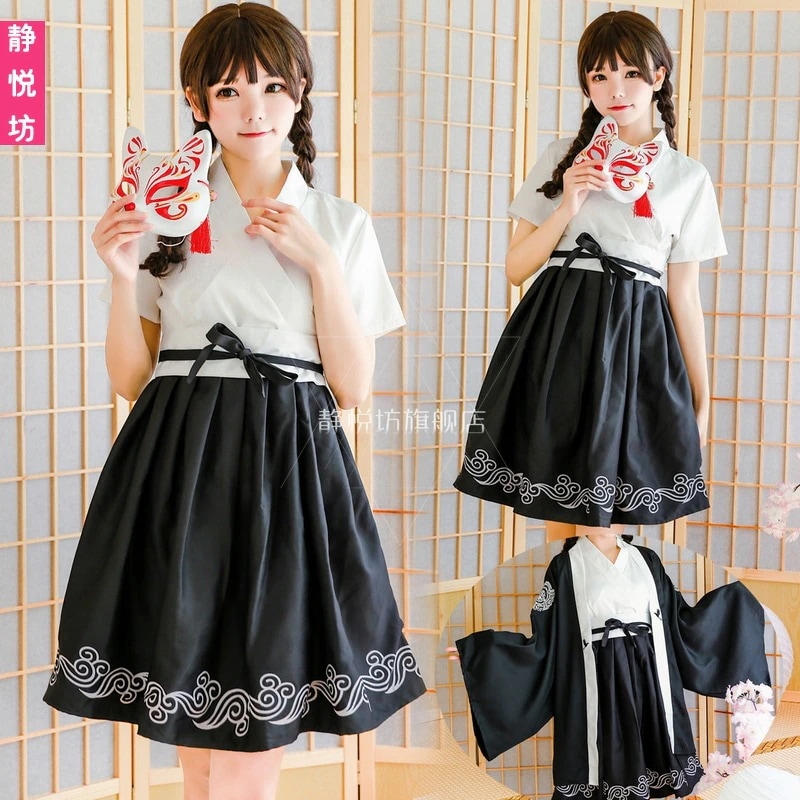 夏の半袖ダーク和服和風柔らかい女の子服鶴浴衣ドレスコート