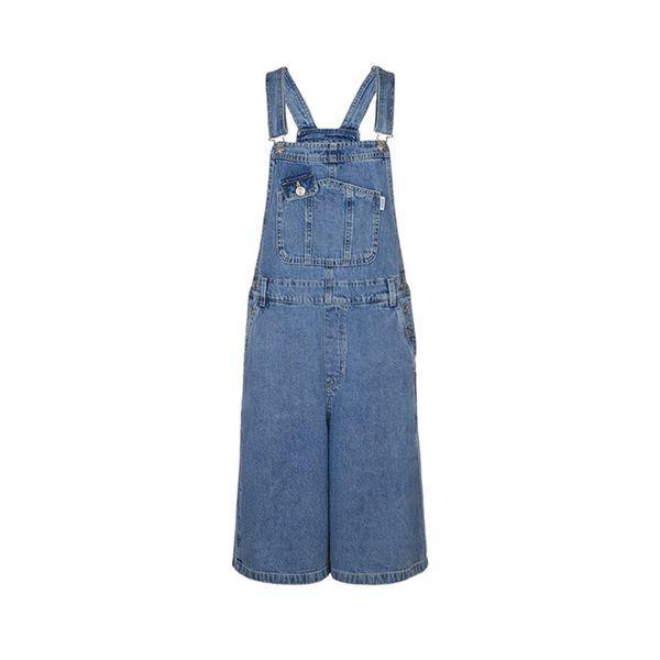 女性ジーンズショートパンツオーバーオールサロペットミディアムブルー YP2D6783_P419352770