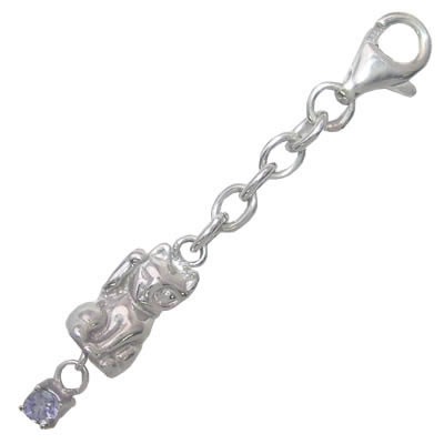 幸せを招く猫モチーフ ( 12月誕生石 ) シルバー タンザナイトチャームトップホルダー楽ギフ_包装