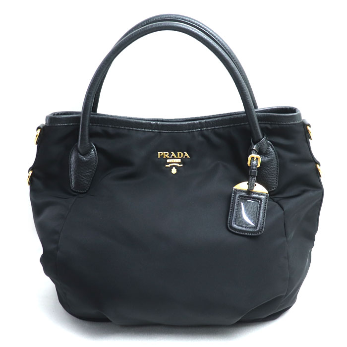 PRADA プラダ テスート ヴィッテロダイノ ハンドバッグ ブラック BR4420 中古