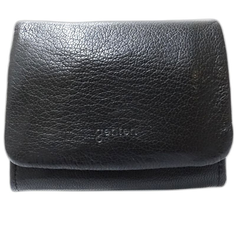 【中古】二つ折り財布 40681 ゴートベーシック コンパクトフラップウォレット レザー ブラック レディース /182020