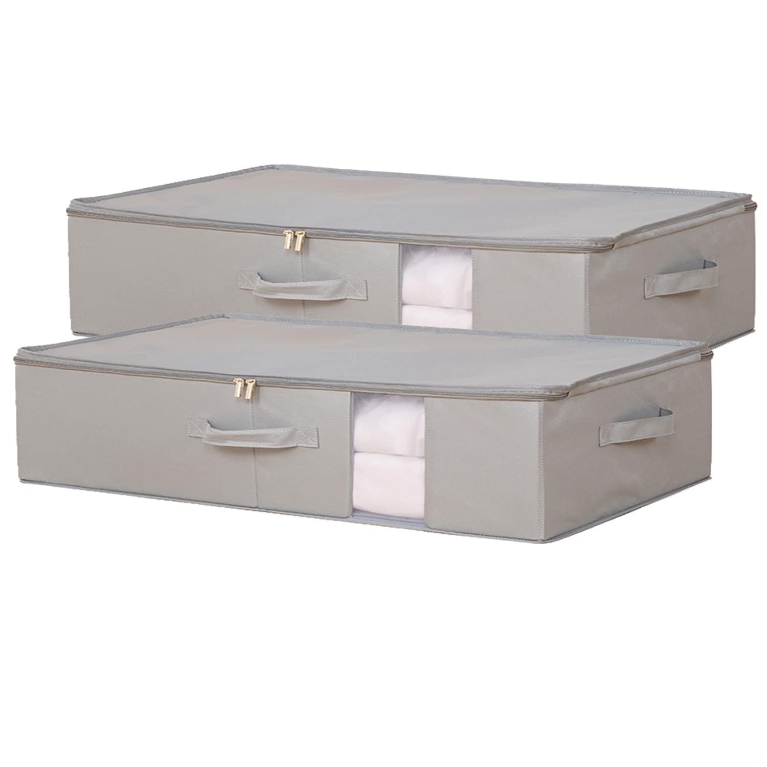 YOSTORYA 収納 ボックス 大容量 収納ケース(2個セット) ベッド 下 に 置かれる トランスペアレント 収納 ボックス(XXL-70x42x18cm) ジッパー と ハンドル付き 防水