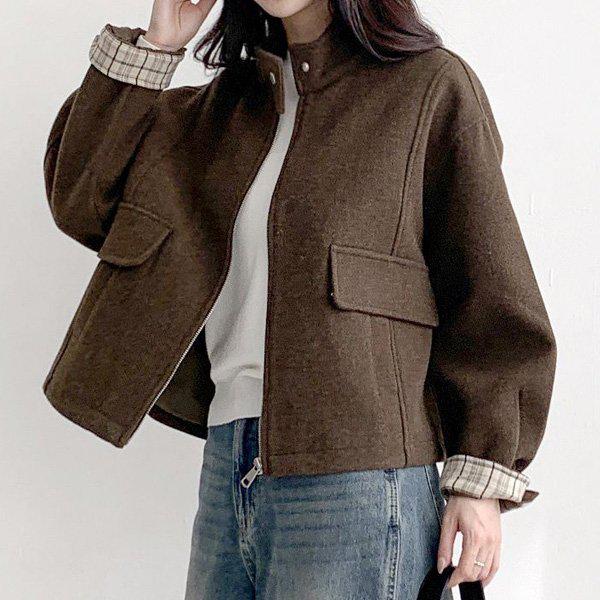 Hスタイル(OT)チャイナウールジャンパー 冬 レディース ジャケット ブルゾン ジップアップ ジャンパー コート アウター デイリー オフィスルック