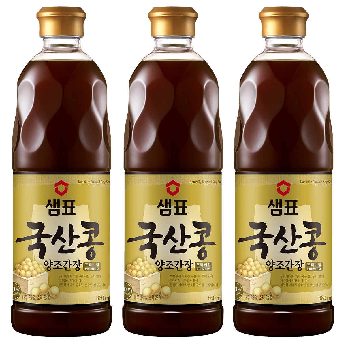 韓国-KMEAL-セムピョ国産大豆醤油(プレミアム)860mlx3