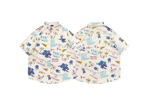 トップスシャツブラウス開襟シャツ ハワイアン シャツ 開襟 半袖 シンプルデザイン ボタニカル柄 ヤシの木柄 オープンカラー アロハシャツ メンズ 総柄 男女兼用 レディース カ 沖縄旅行 夏物