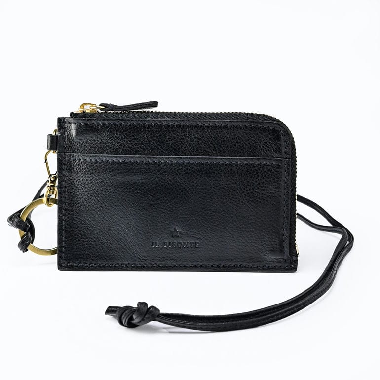 コインケース ネックストラップ付 L字ファスナー メンズ レディース 小銭入れ バケッタレザー ブラック SCP064PV0001BK159B