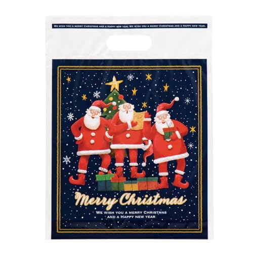 ヘッズ クリスマス 持ち帰り袋 27×36×6cm ネイビー 100枚 小判抜き PE 手提げ袋 HEADS XPL-3
