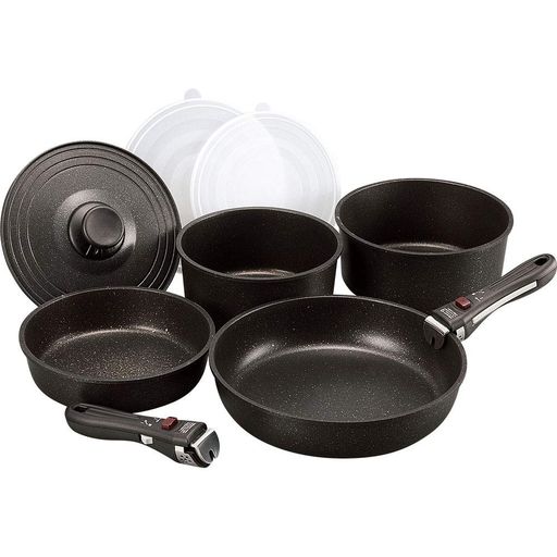 和平フレイズ(WAHEI FREIZ) フライパン 鍋 セット ゴールドマーブル ジョルノ 鍋18・20CM フライパン20・26CM 着脱ハンドル IH対応 テフロンセレクト加工 GM-8954