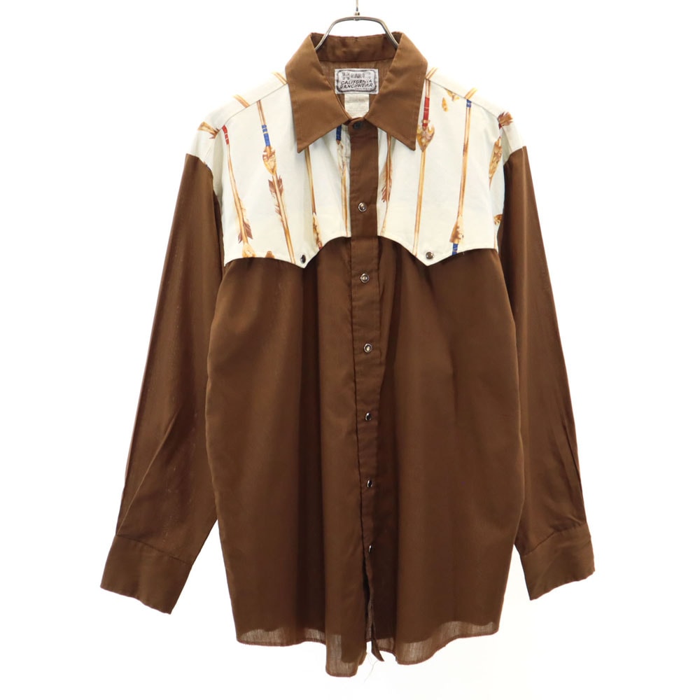 エイチバーシー 70s USA製 ヴィンテージ 長袖 ウエスタンシャツ M ブラウン系 H BAR C メンズ
