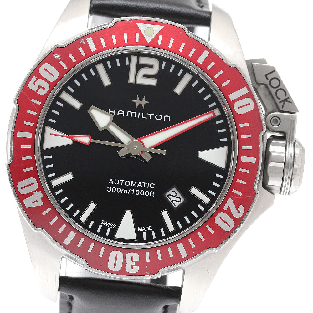ハミルトン HAMILTON H777250 フロッグマン カーキ ネイビー デイト 自動巻き メンズ _941161【中古】