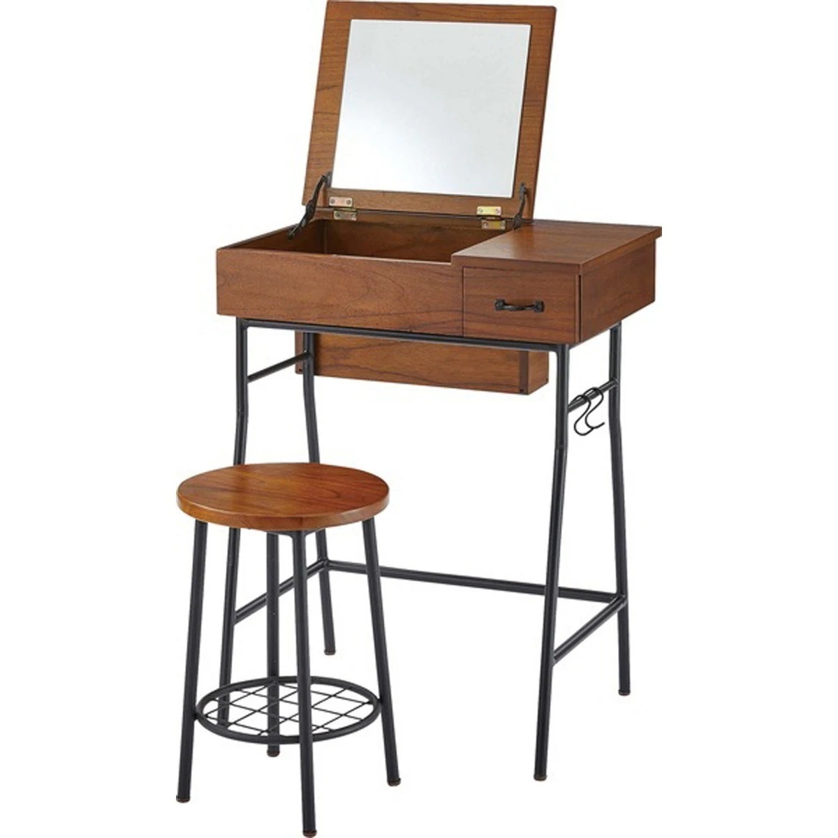 ドレッサー&スツール GT-312BR ドレッサー スツール 木製 鏡 鏡台 寝室 リビング ヴィンテージ 北欧 ナチュラル シンプル レトロ インテリア ブラウン