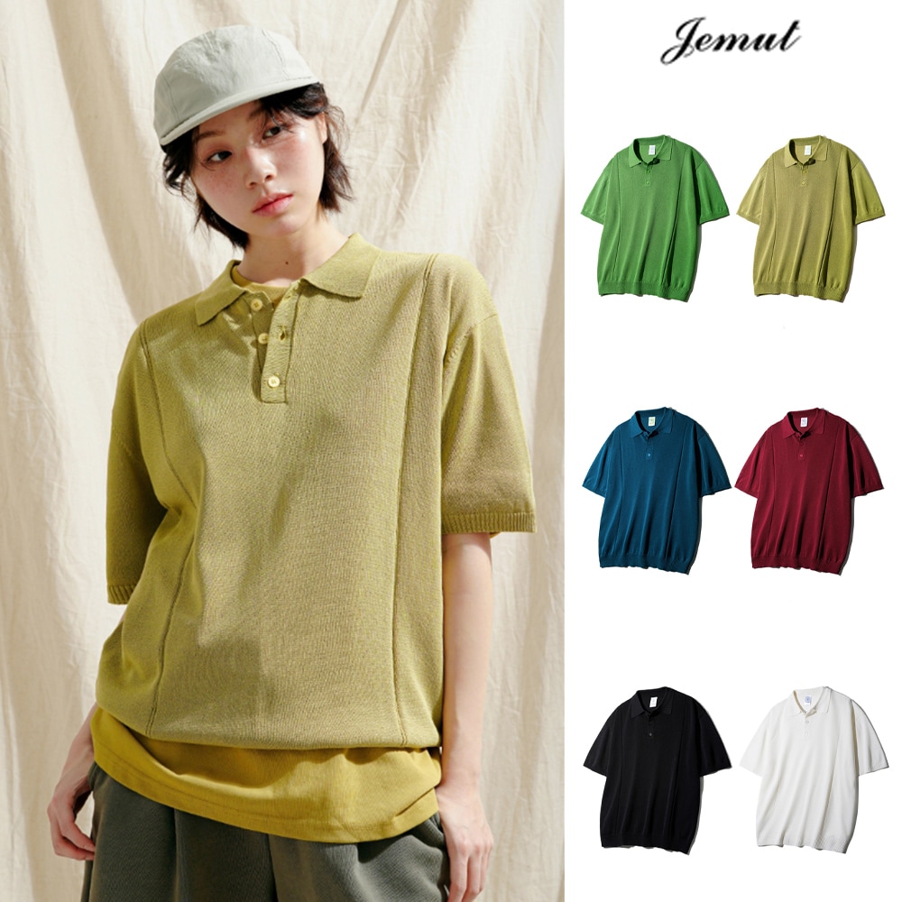 [JEMUT] Epic Like Linen Short Sleeve Collar Knit