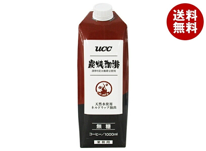 UCC 炭焼珈琲 無糖 1000ml紙パック×12本入