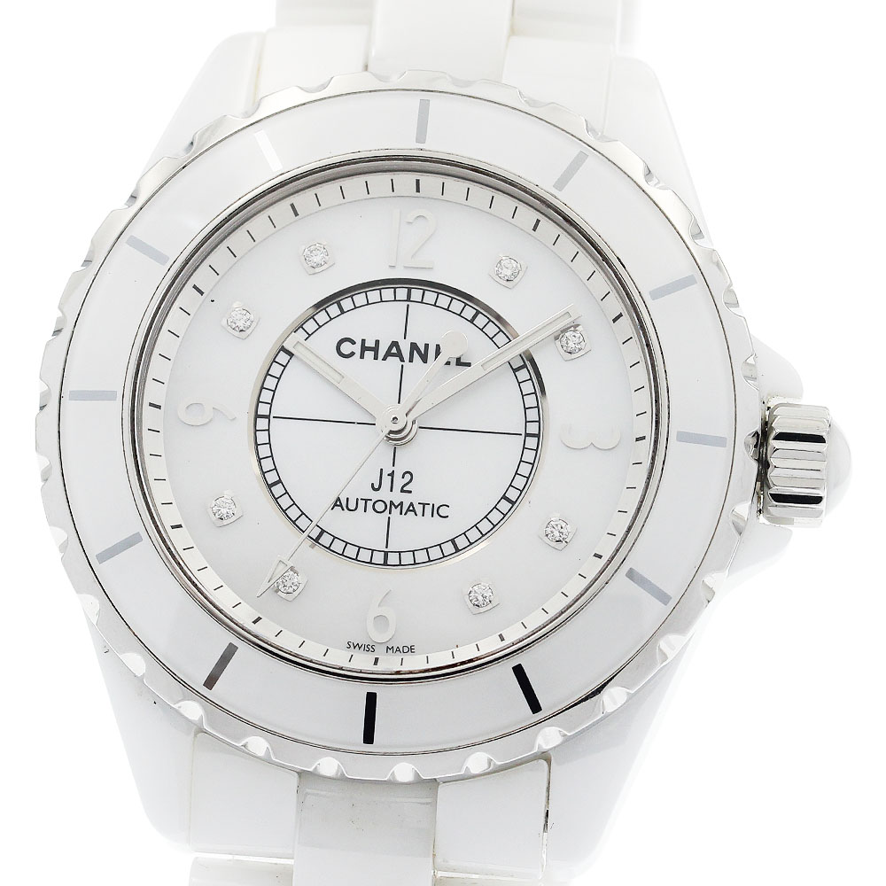 シャネル CHANEL H2423 J12 白セラミック 8Pダイヤ 自動巻き メンズ _930298【中古】