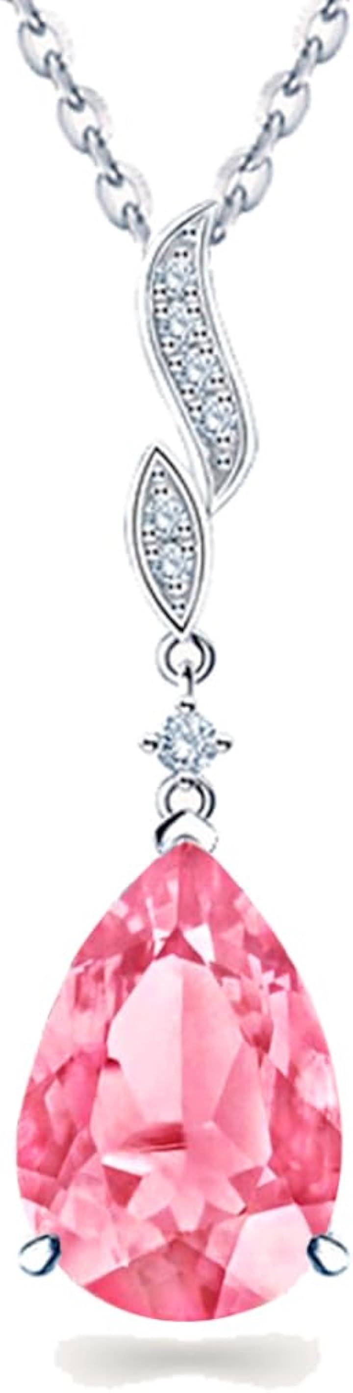 10月 誕生石 合成ピンクトルマリン レディース927 シルバー ネックレス ペンダント ティアドロップ 雫 涙型 ニッケルフリー( 10月 誕生石 合成ピンクトルマリン)