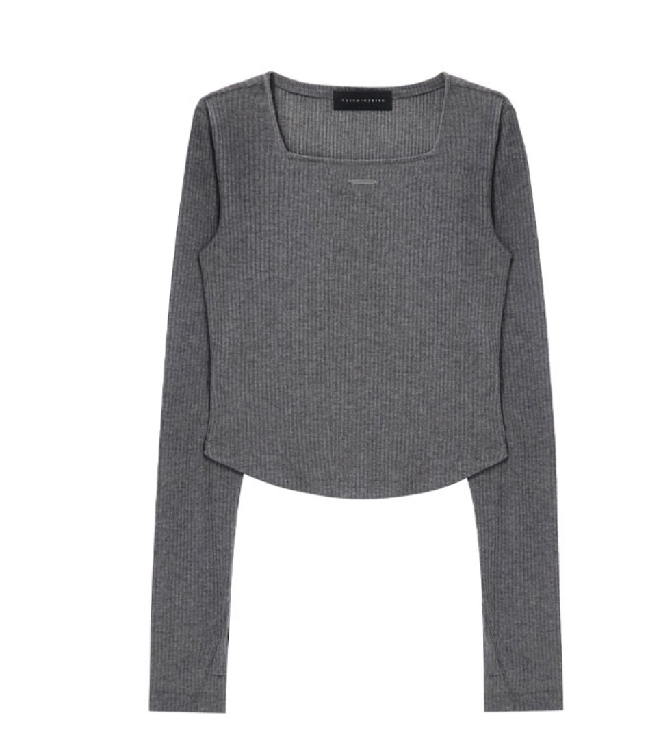 【TREEMINGBIRD】 SQUARE NECK FINGER HOLE LONG SLEEVE : 2COLORS