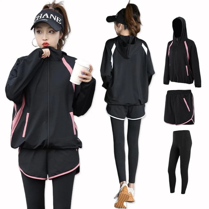 レディース ランニング 長袖 [本日のセール]スポーツウェア 吸汗速乾 上下セット 3点セット ジム トレーニングウェア 女性 体型カバー ウォーキング フィットネスウェア ヨガ