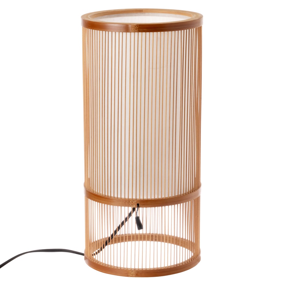 駿河竹千筋細工　行燈　行灯　筒型（小）　静岡県伝統工芸品　杉山雅泰 作　職人が竹ひごを組んで千筋にして作り上げられたインテリアライト　繊細で滑らかな曲線美