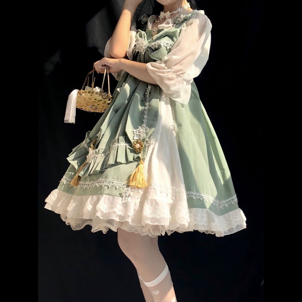 ロリータ 二次元 少女のかわいいプリンセススカート田園 優雅な 二点セット 夏 ワンピースハロウィンクリスマスパーティー仮装30%までに制限