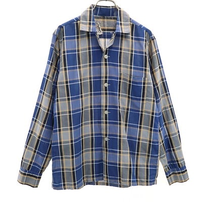 60s オープンカラーシャツ　チェック 2ポケット　ボックス　開襟 Truval 50s 60s 開襟 オープンカラー ヴィンテージ ボックスシルエット