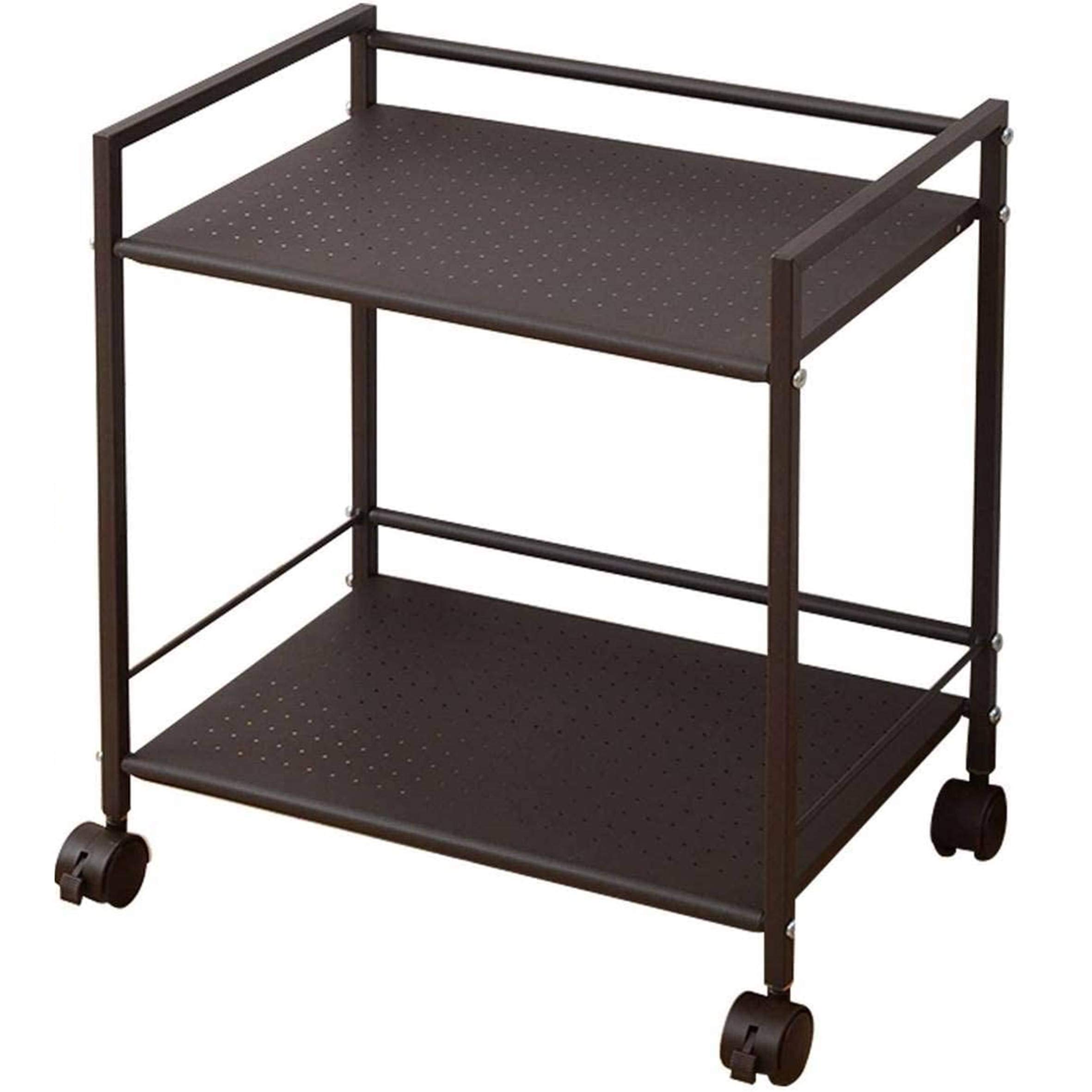 山善(YAMAZEN) キャスター付きスチールラック 2段 ブラウン CPR-50432C(BR)