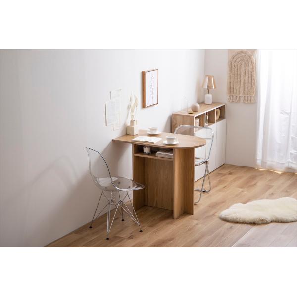 デスク 机 棚 ナチュラルモダン 楕円形 壁際用 おしゃれ 木製 レジ台 幅90cm ワークテーブル ワークデスク