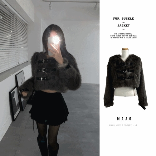 fur buckle crop jacket (2color) : ファー バックル クロップ ジャケット 5,060円