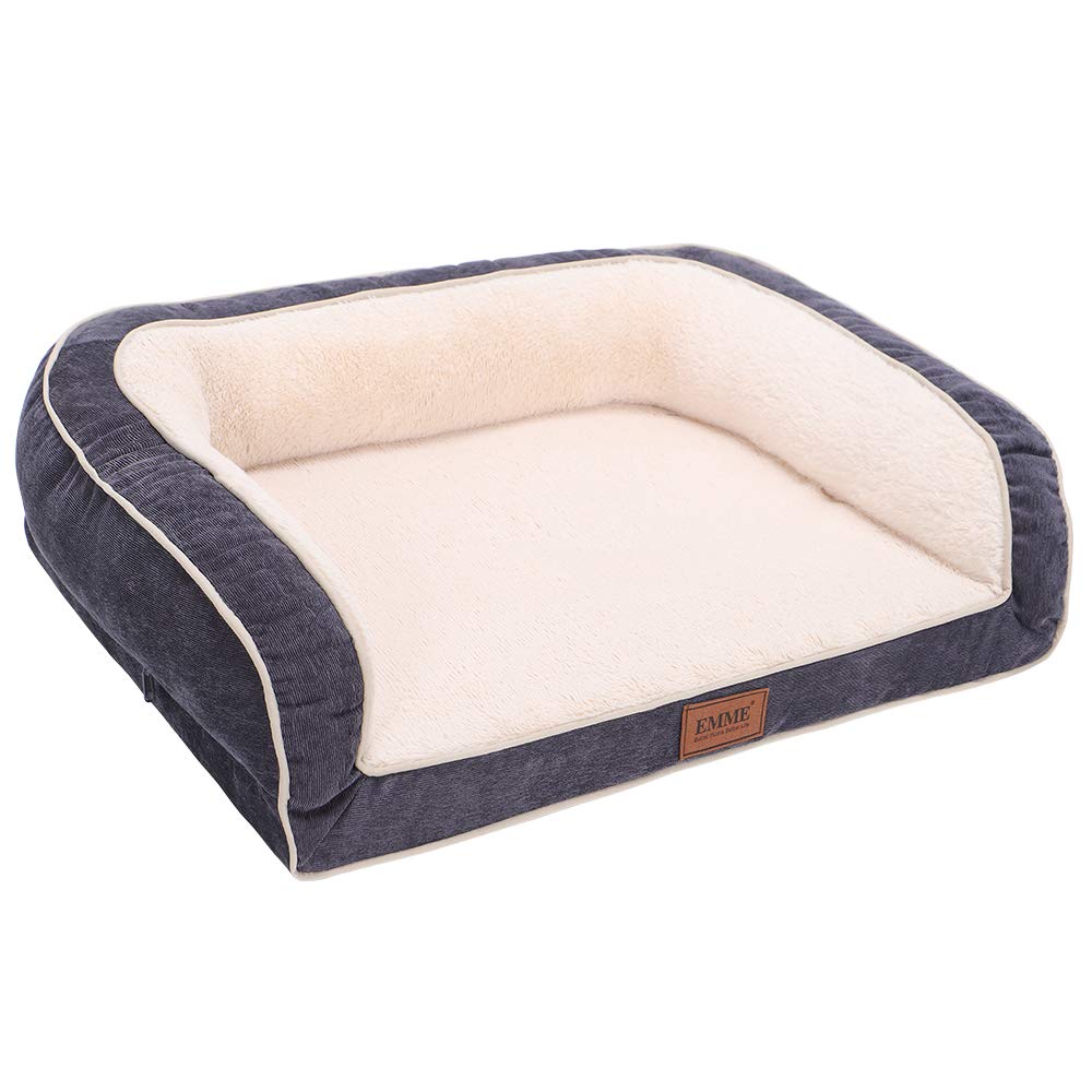 EMME 犬 ペットベッド ペットソファー ペットクッション 枕付き クッション性が 高反発 ふわふわ もこもこ 高齢犬 子犬 猫 多頭飼い 取り外せるカバー 滑り止め 中型犬 大型犬 洗える ペット