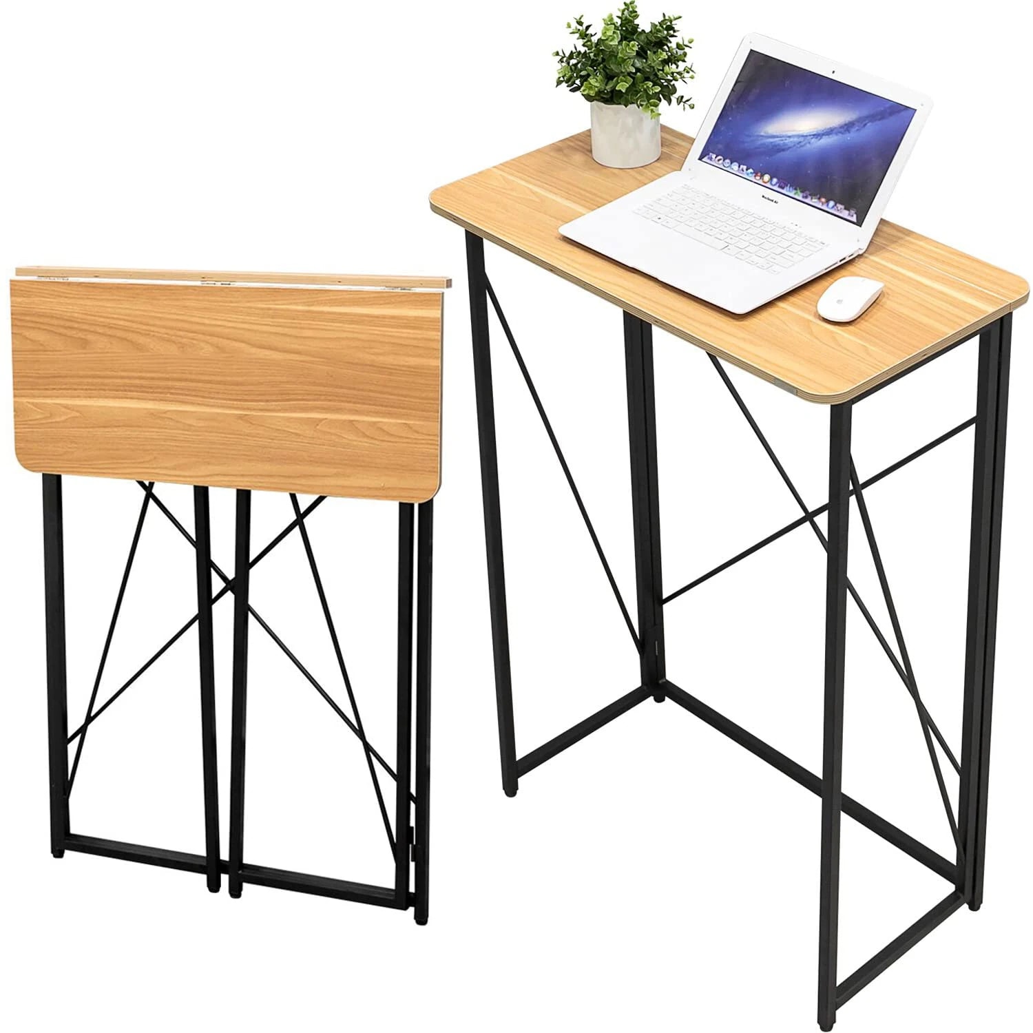 折りたたみデスク(スタンディングデスク)幅80×奥行40×高さ110cmPCデスク在宅勤務パソコンデスク (オーク)